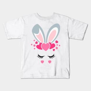 Girls Women Teens Easter Bunny Face Easter Egg Hunt Kids T-Shirt